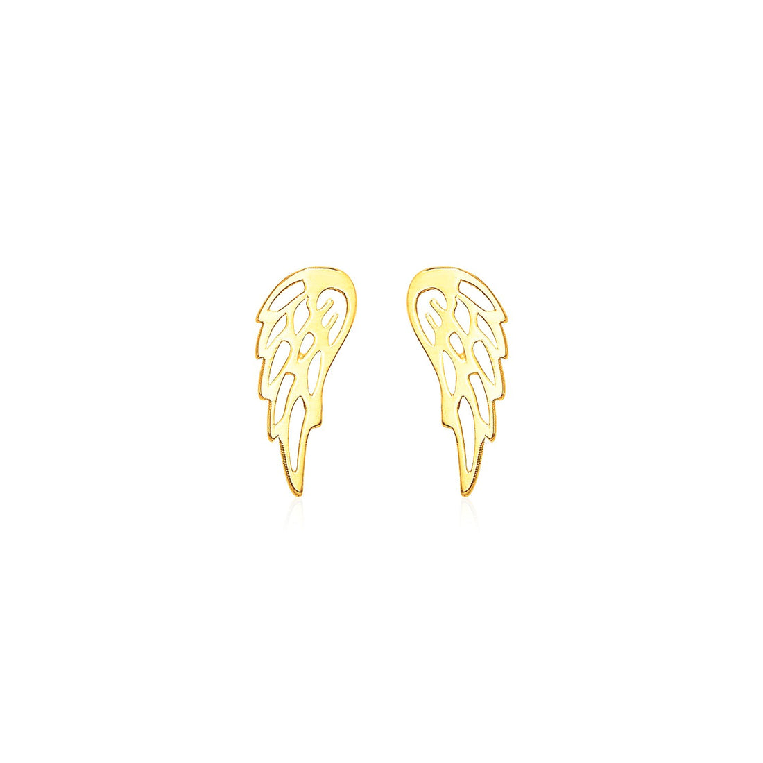 14k Yellow Gold Polished Wing Post Earrings