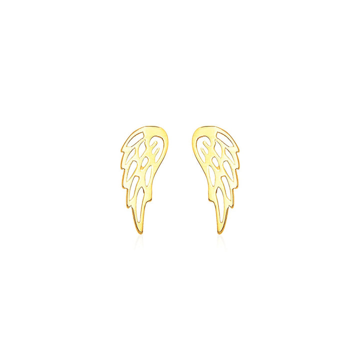14k Yellow Gold Polished Wing Post Earrings