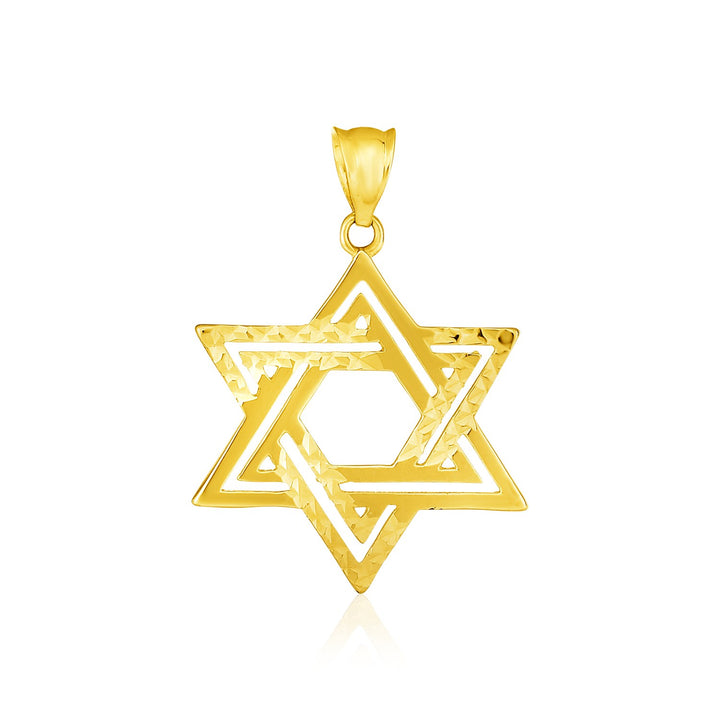 Colgante de estrella de David texturizada en oro amarillo de 14 k