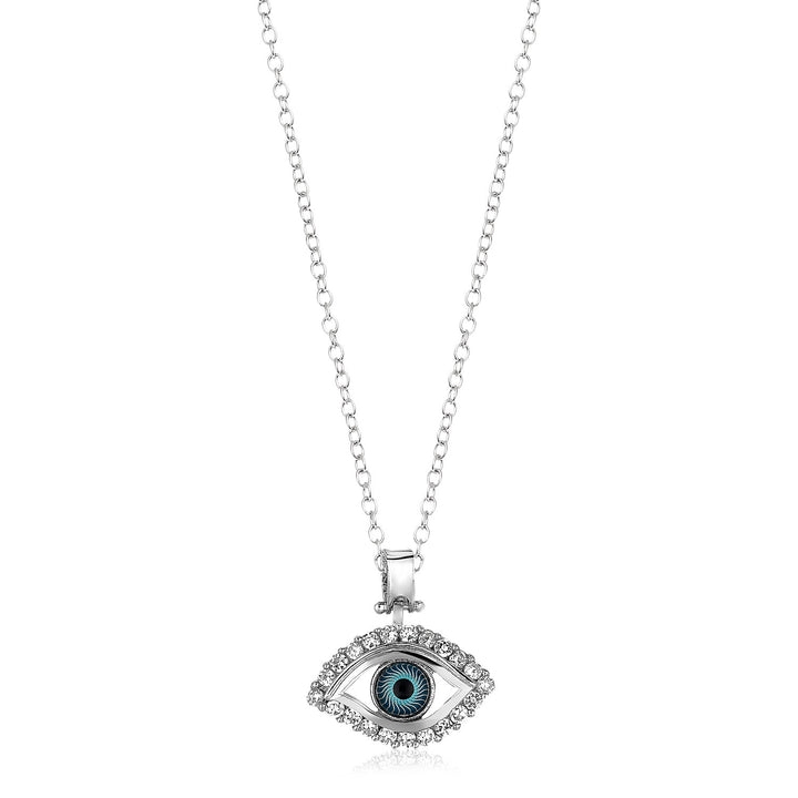 Colgante de ojo malvado de plata de ley con circonitas cúbicas