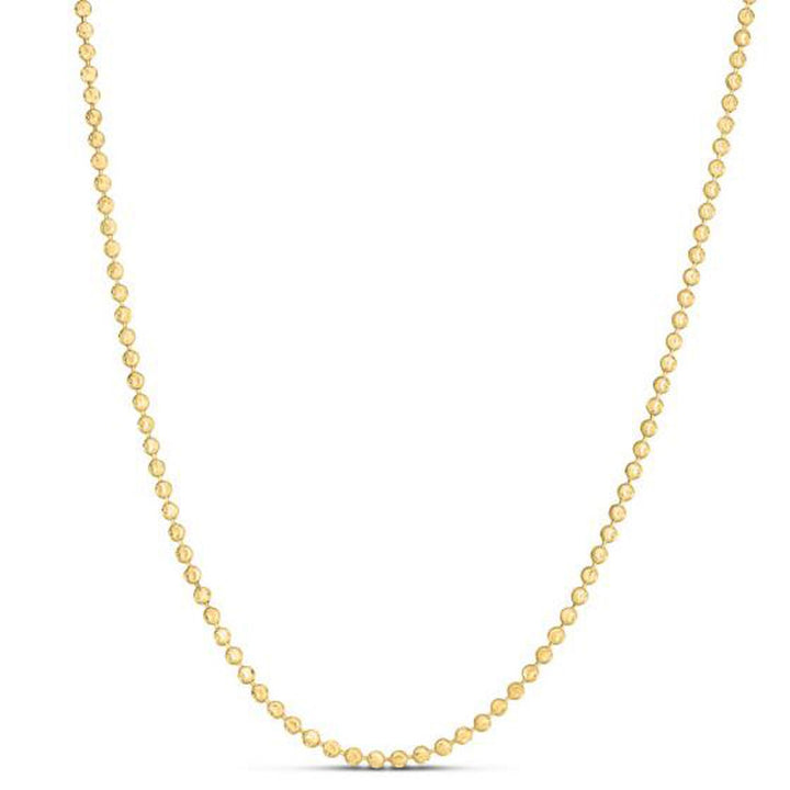 Cadena de cuentas con corte de luna en oro amarillo de 14 k (2,50 mm)