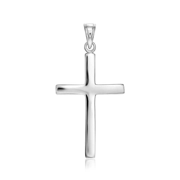 Colgante de cruz pulida de plata de ley
