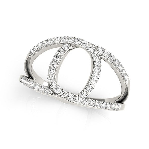 Anillo de doble banda con diamantes estilo bucle en oro blanco de 14 k (1/2 ct)