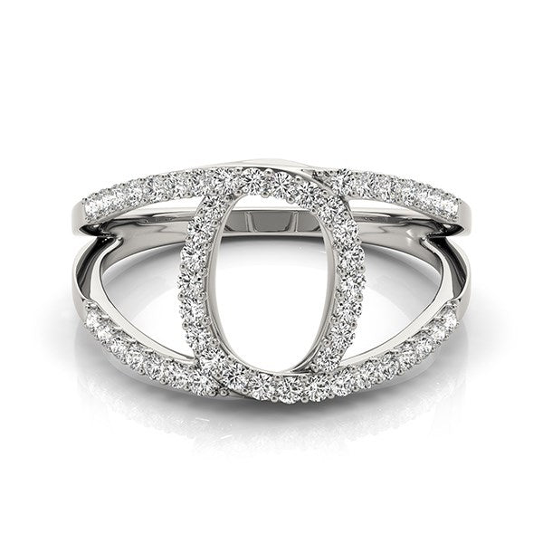Anillo de doble banda con diamantes estilo bucle en oro blanco de 14 k (1/2 ct)