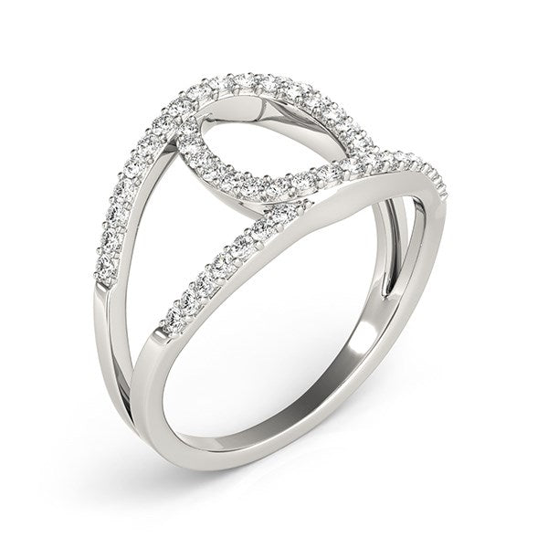 Anillo de doble banda con diamantes estilo bucle en oro blanco de 14 k (1/2 ct)