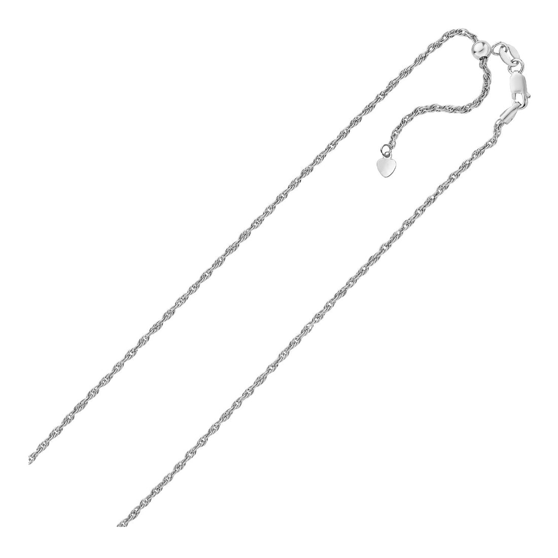 Cadena de cuerda ajustable de plata de ley de 1,5 mm (1,50 mm)