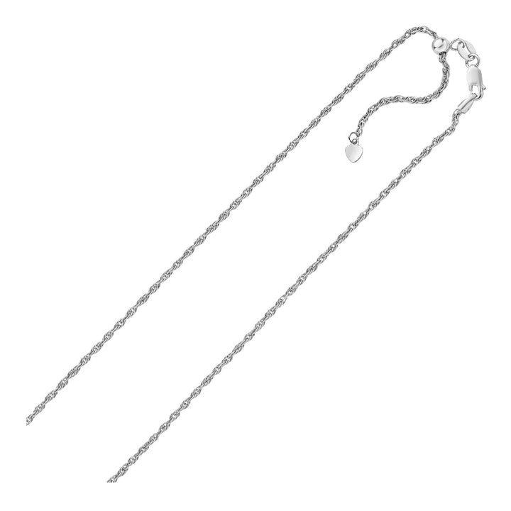 Cadena de cuerda ajustable de plata de ley de 1,5 mm (1,50 mm)