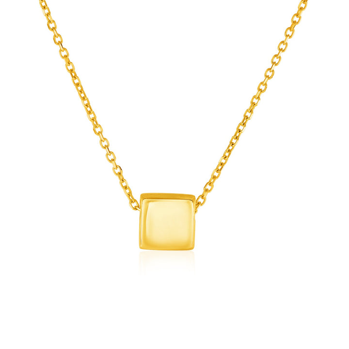 Colgante cuadrado brillante de oro amarillo de 14 k