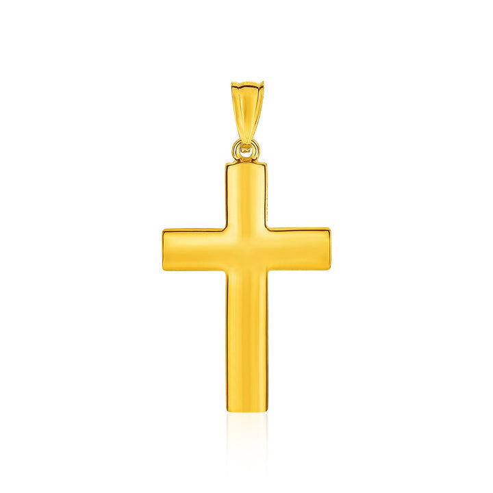 Colgante de cruz texturizada reversible de oro amarillo de 14 k