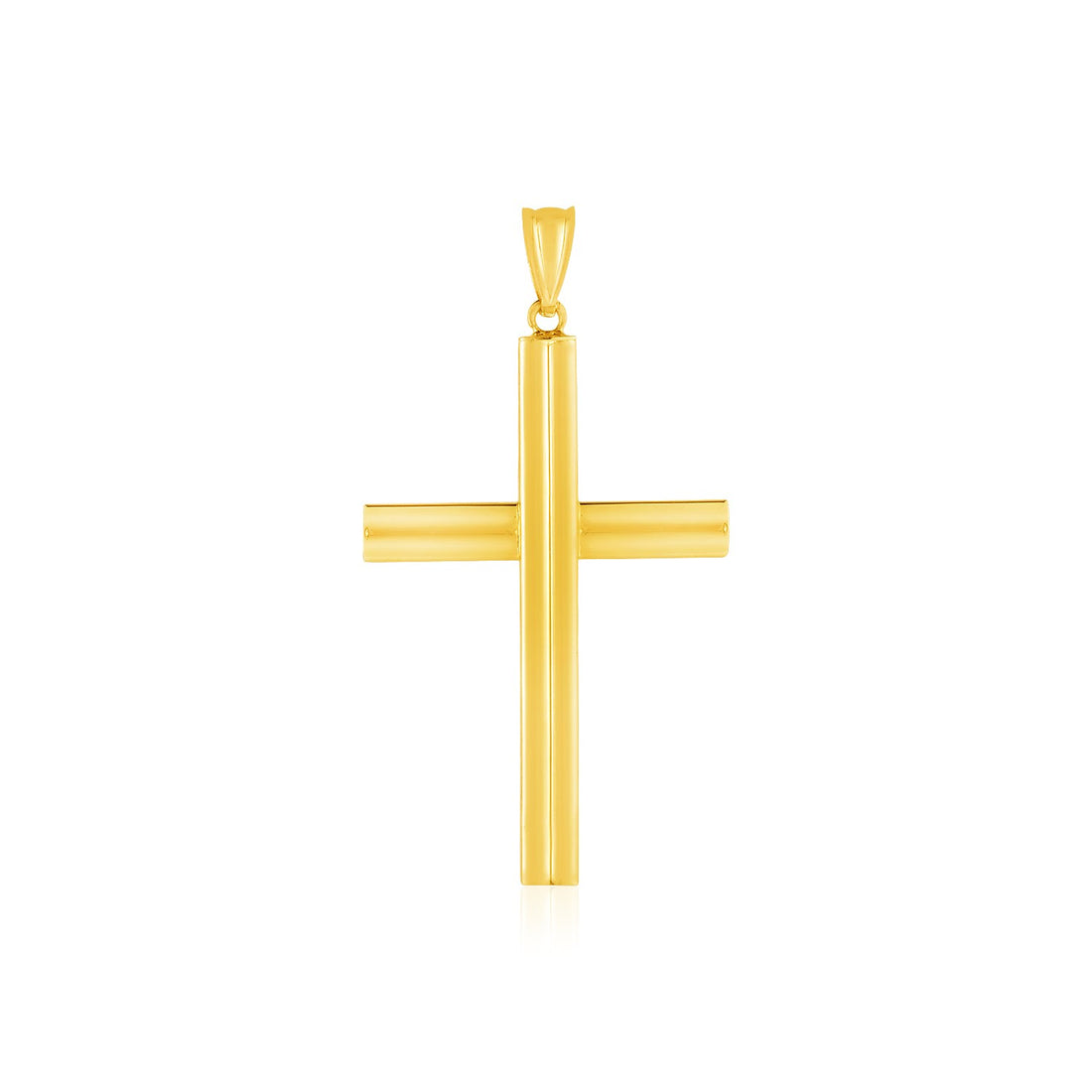 Colgante de cruz pulida en oro amarillo de 14 k
