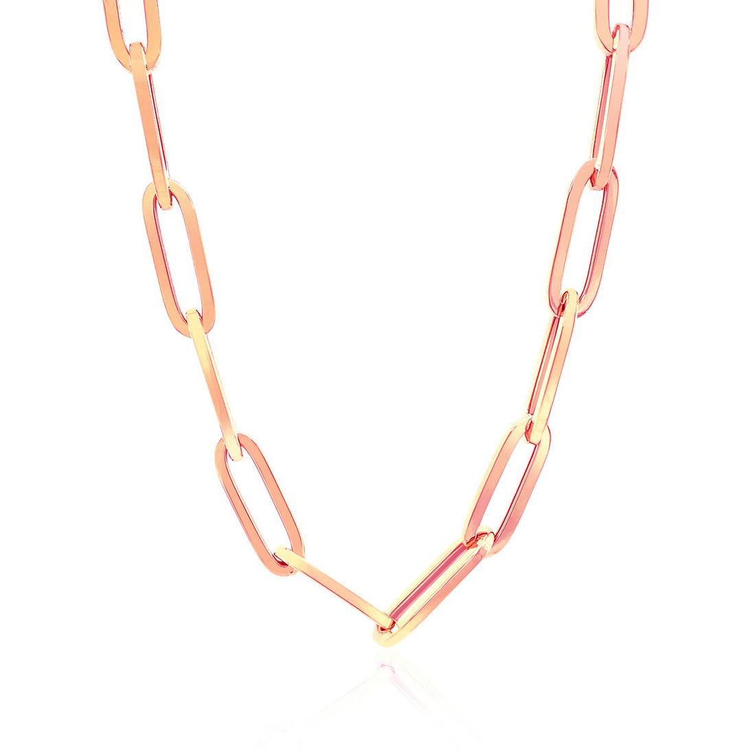 Cadena ancha con clip de oro rosa de 14 quilates (6,10 mm)