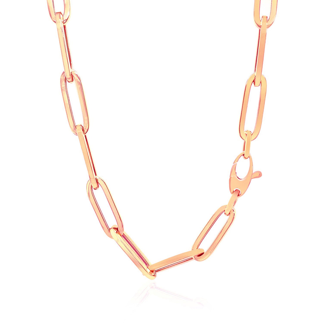 Cadena ancha con clip de oro rosa de 14 quilates (6,10 mm)
