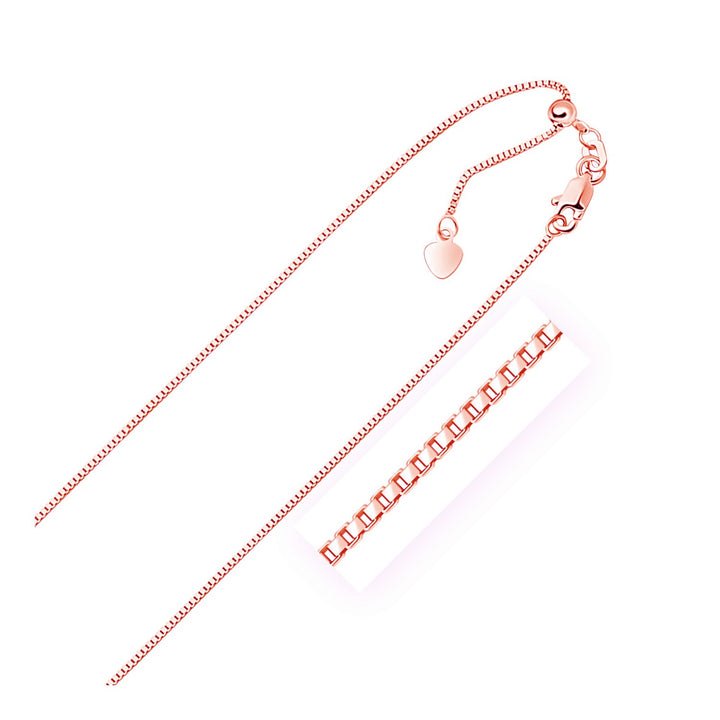 Cadena de eslabones ajustable de oro rosa de 14 k (0,85 mm)