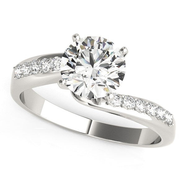 Anillo de compromiso de oro blanco de 14 k con diamantes redondos de 1 5/8 cts.