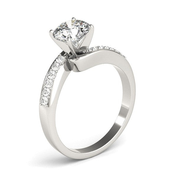 Anillo de compromiso de oro blanco de 14 k con diamantes redondos de 1 5/8 cts.