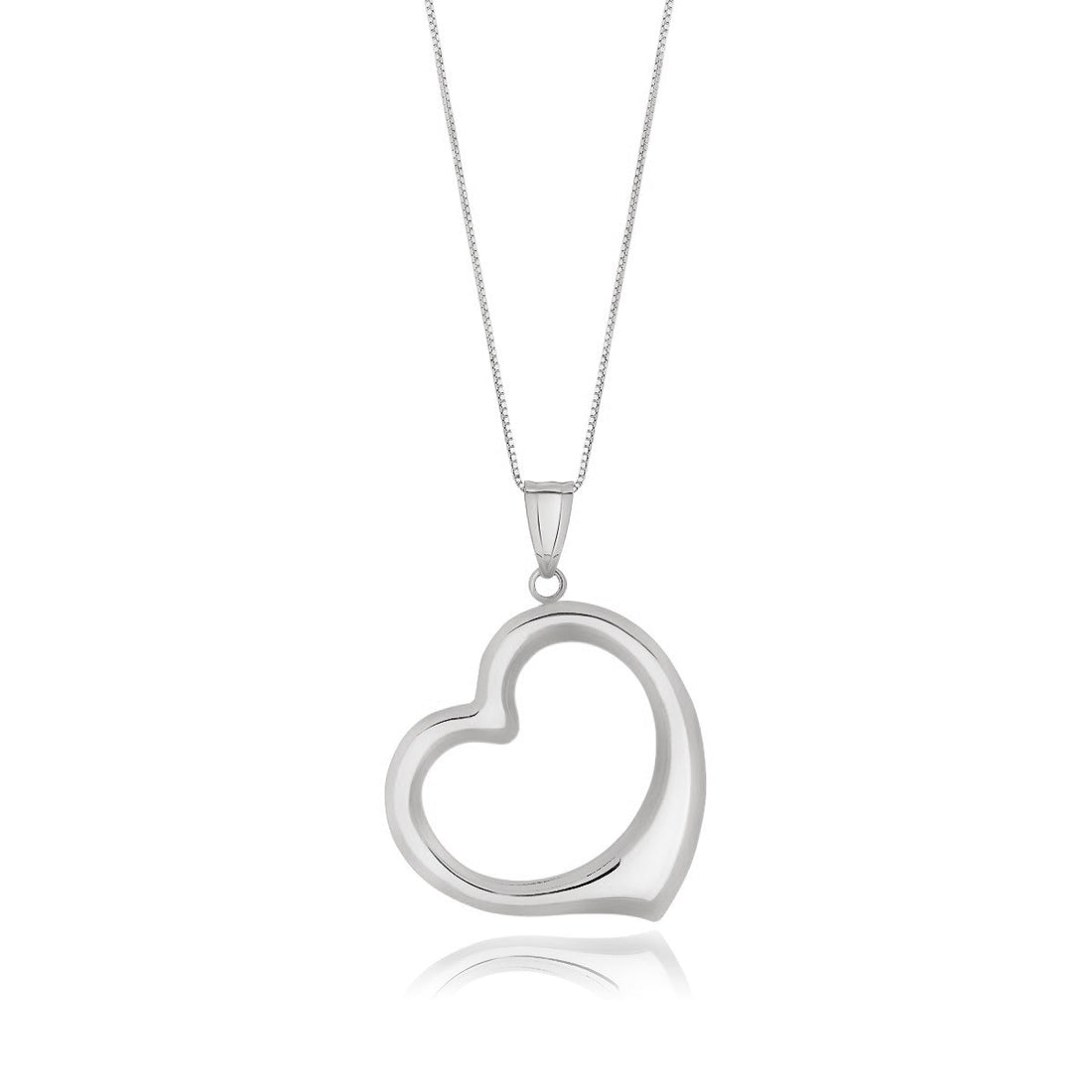 Colgante de corazón flotante en oro blanco de 14 k