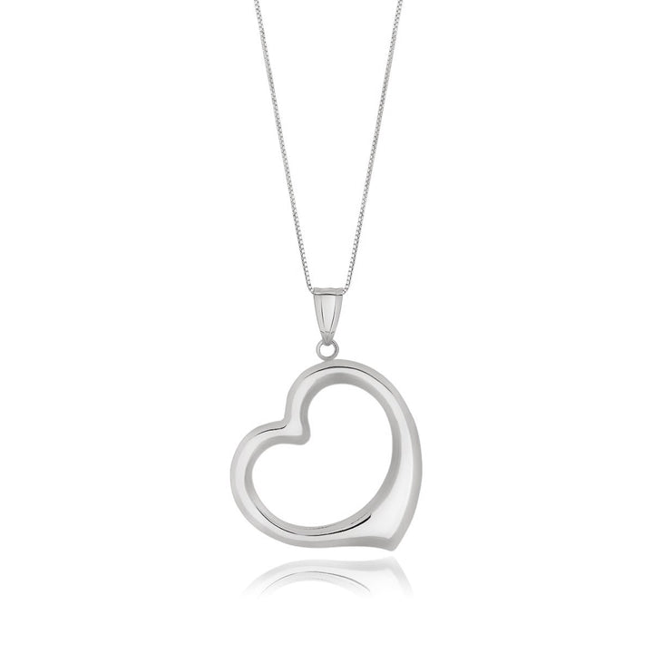 Colgante de corazón flotante en oro blanco de 14 k