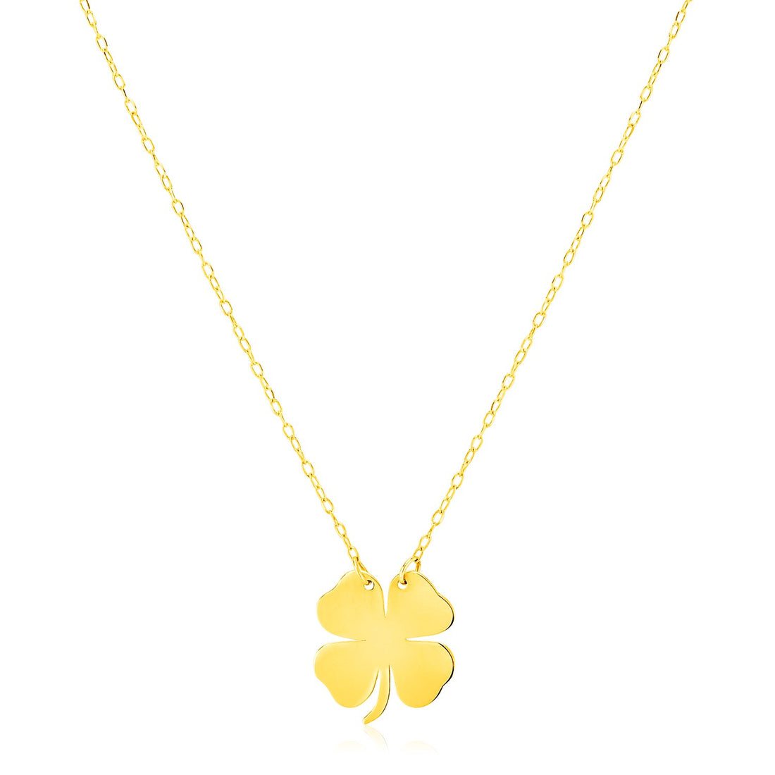 Collar de trébol de cuatro hojas en oro amarillo de 14 quilates