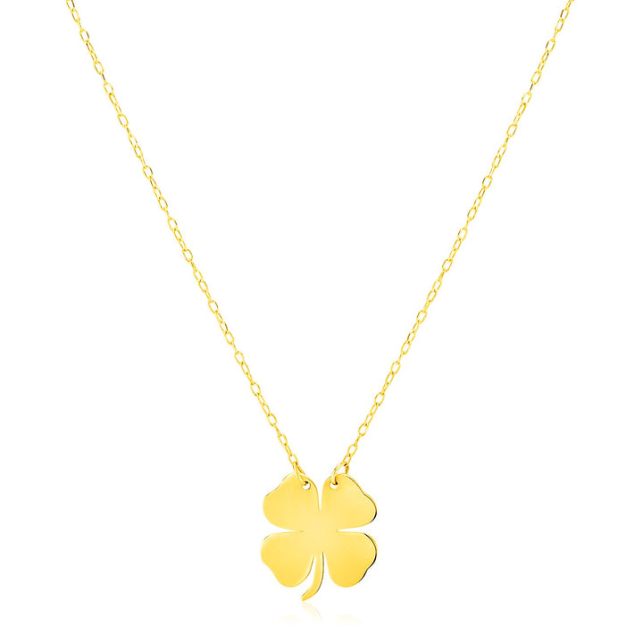 Collar de trébol de cuatro hojas en oro amarillo de 14 quilates