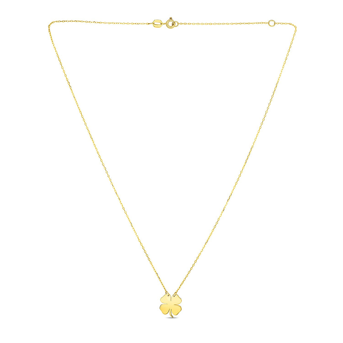Collar de trébol de cuatro hojas en oro amarillo de 14 quilates
