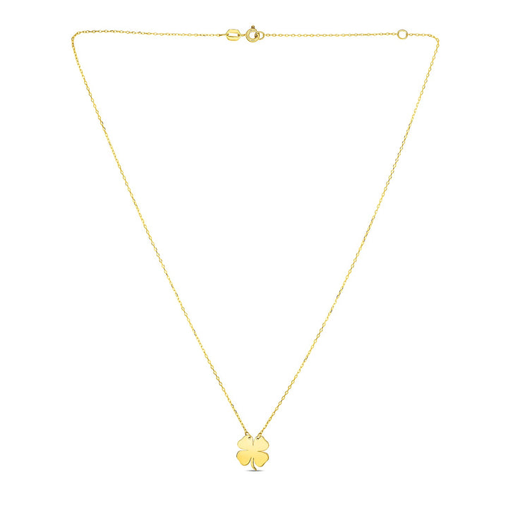 Collar de trébol de cuatro hojas en oro amarillo de 14 quilates