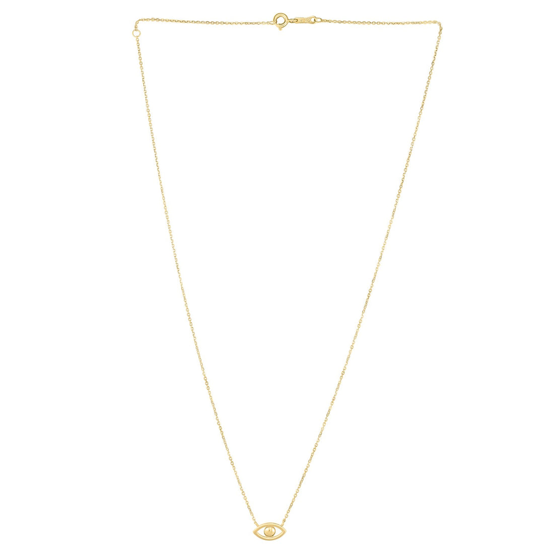 14k Yellow Gold Pearl Evil Eye Necklace