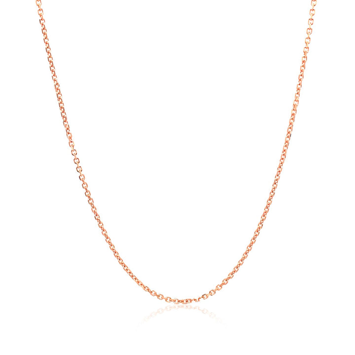 Cadena de eslabones tipo cable con corte de diamante en oro rosa de 14 k (1,10 mm)