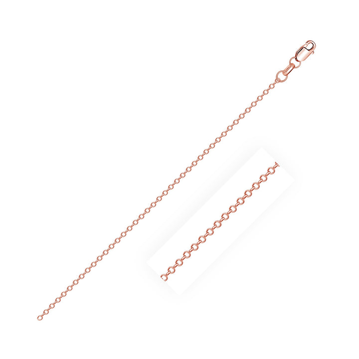 Cadena de eslabones tipo cable con corte de diamante en oro rosa (0,87 mm)