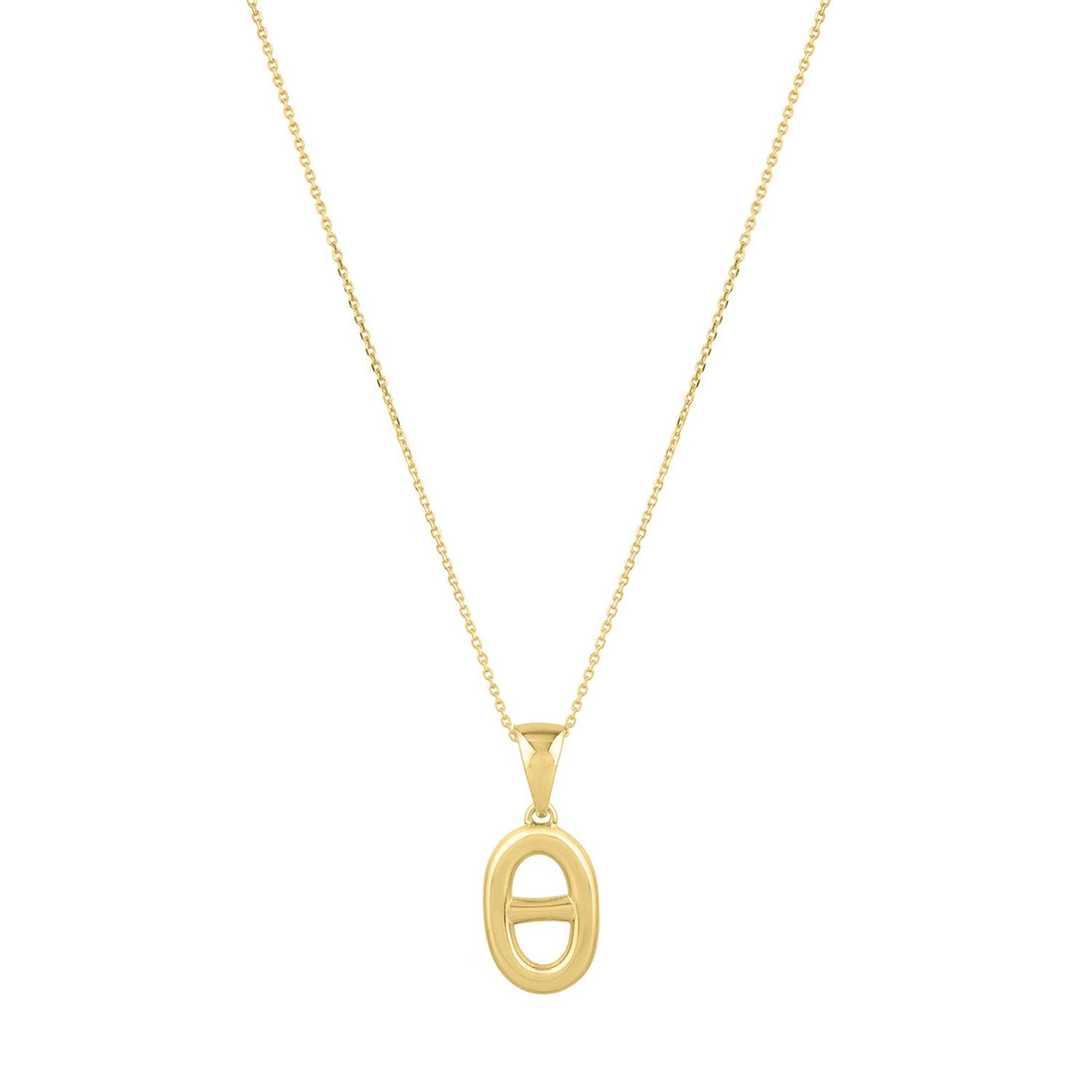 Collar de eslabones marineros abullonados pulidos en oro amarillo de 14 quilates