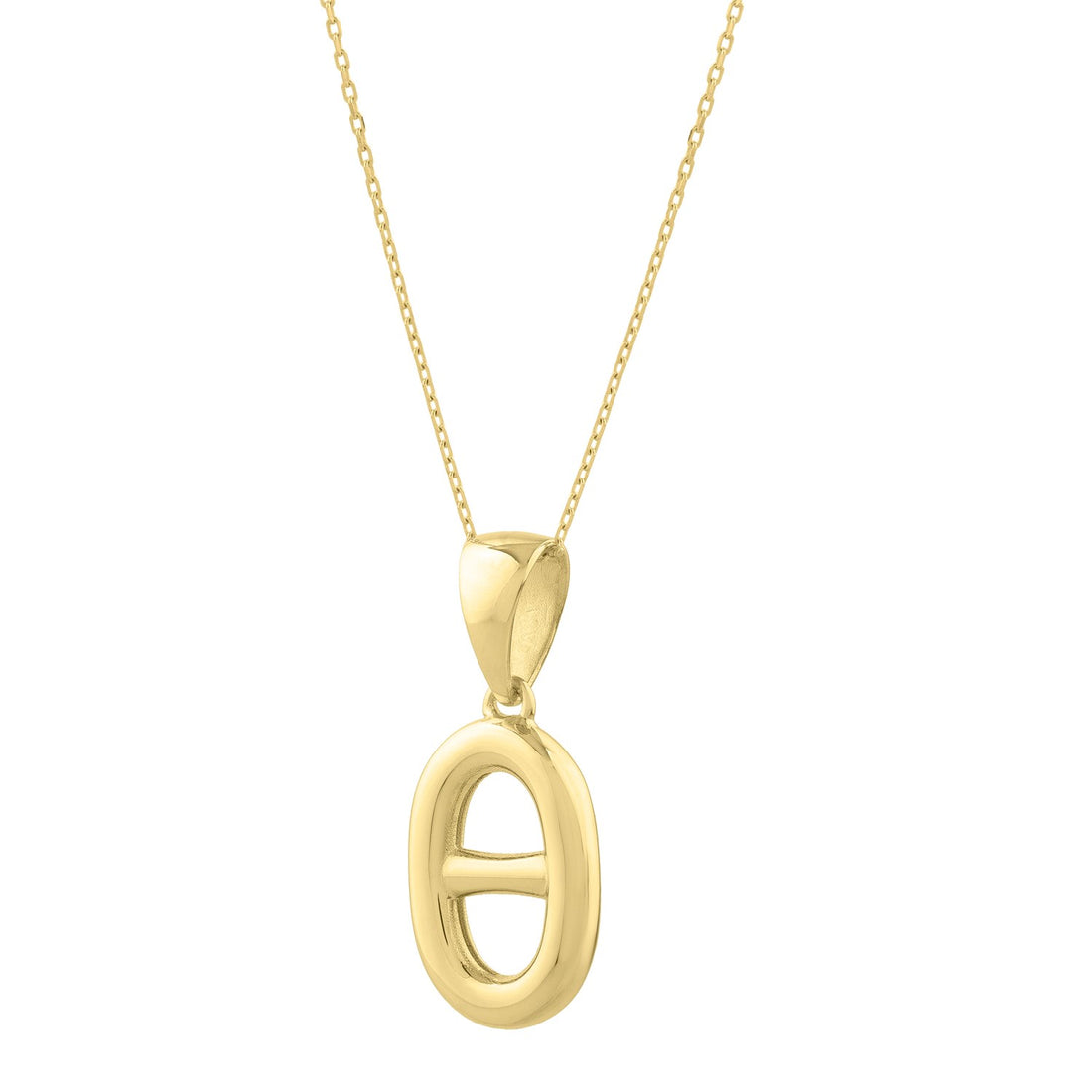 Collar de eslabones marineros abullonados pulidos en oro amarillo de 14 quilates