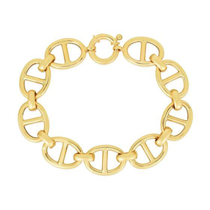 14k Yellow Gold High Polish Mariner Link Bracelet  (13.80 mm)