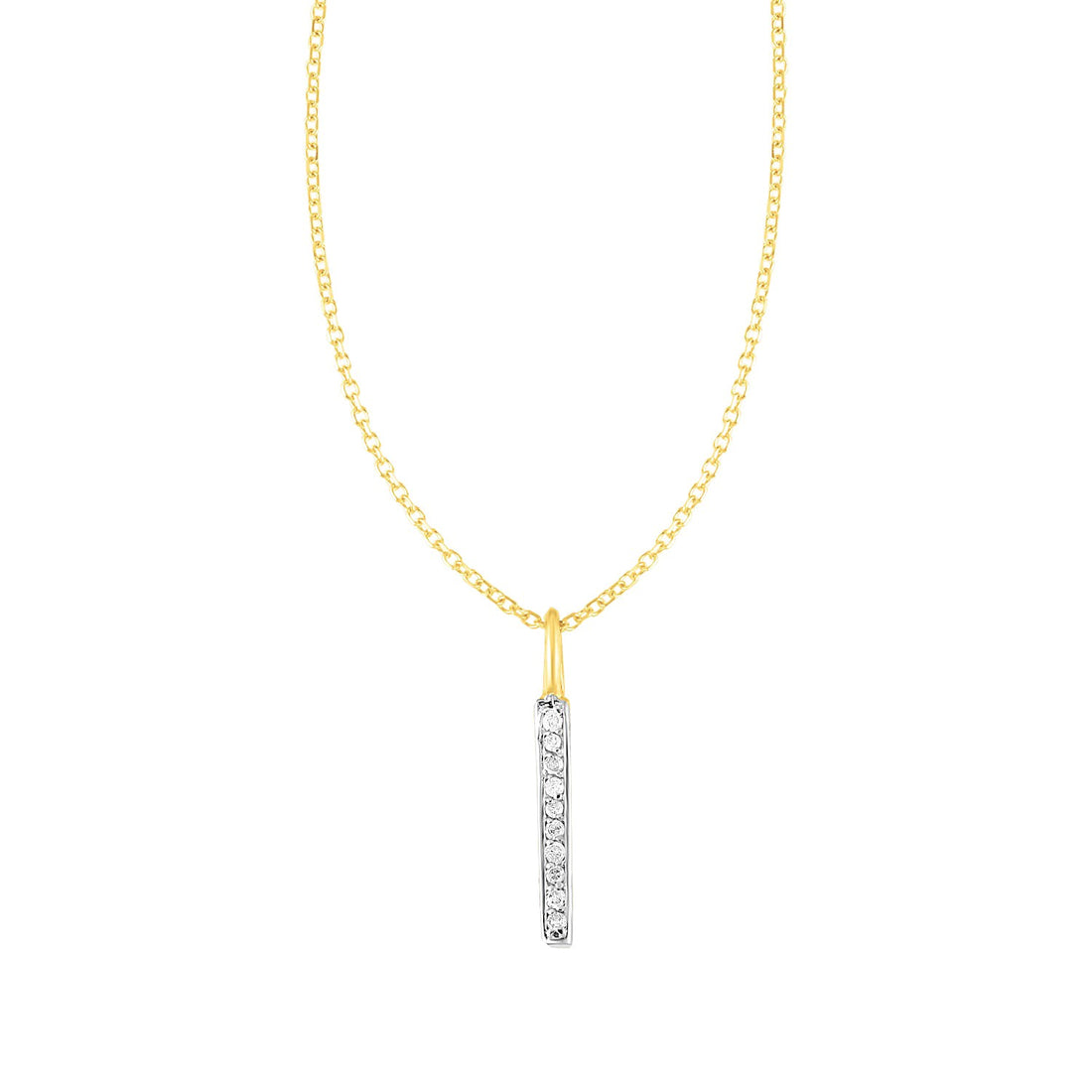 Colgante de barra de oro amarillo de 14 k con diamantes
