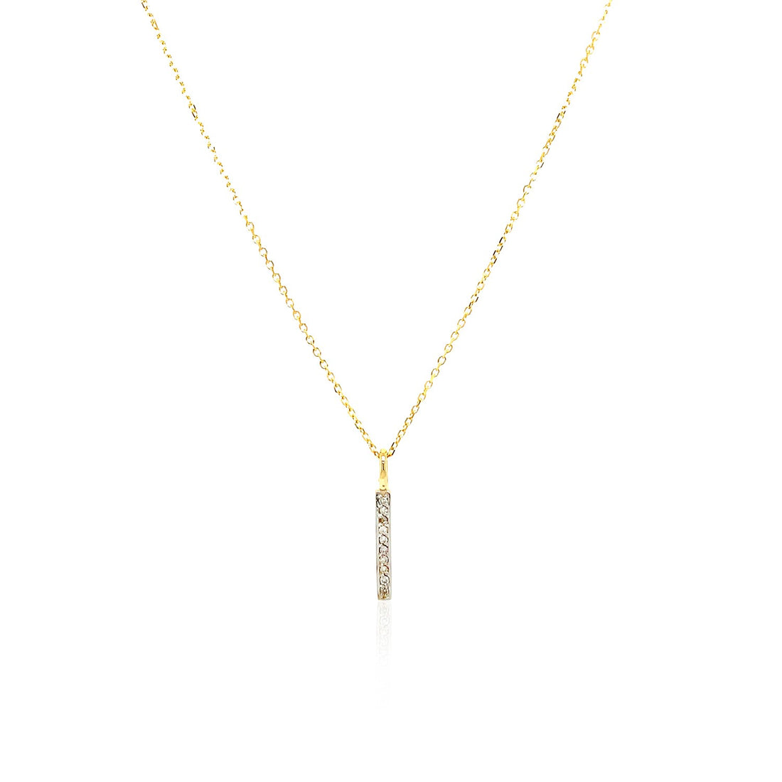 Colgante de barra de oro amarillo de 14 k con diamantes