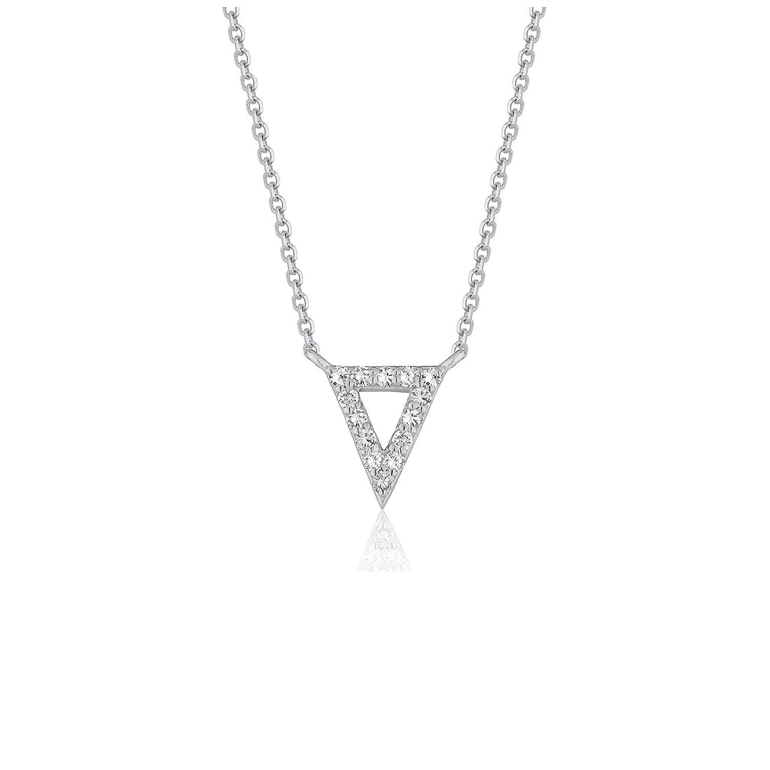 Diamond Inverted Triangle Pendant in 14k White Gold