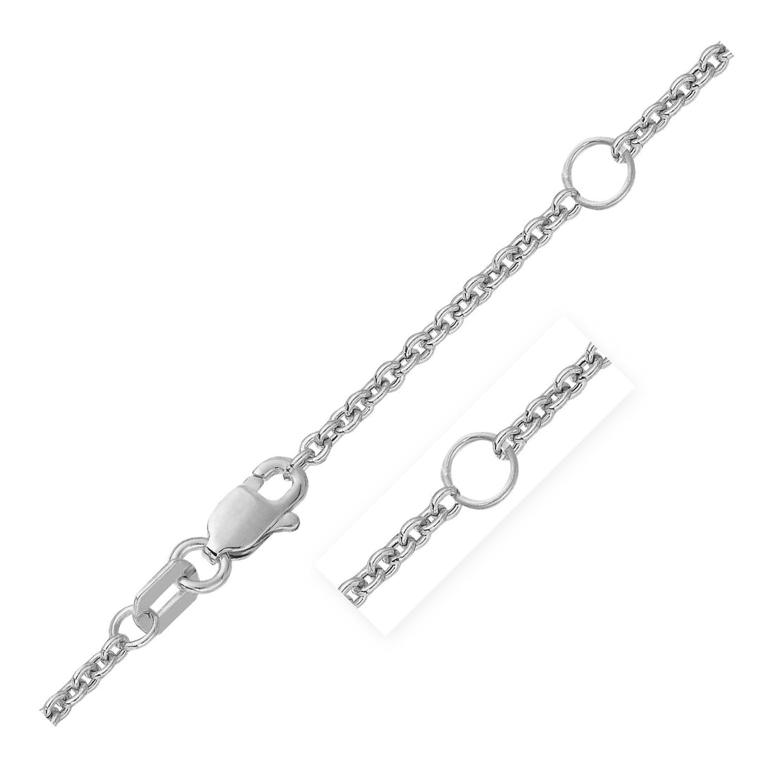 Cadena de cable extensible doble en oro blanco de 14 k (1,80 mm)