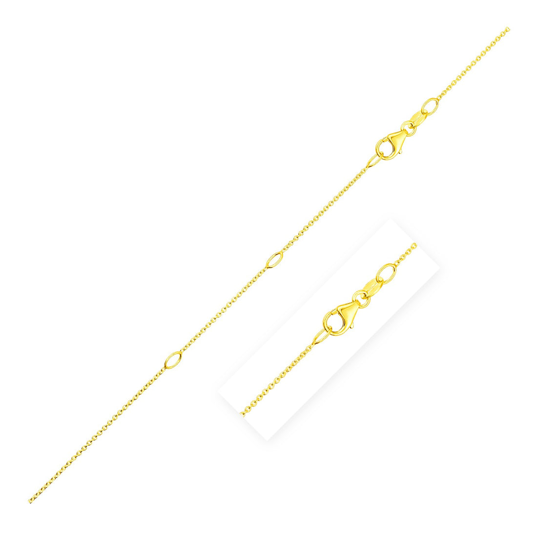Cadena de cable extensible doble en oro amarillo de 14 k (0,85 mm)
