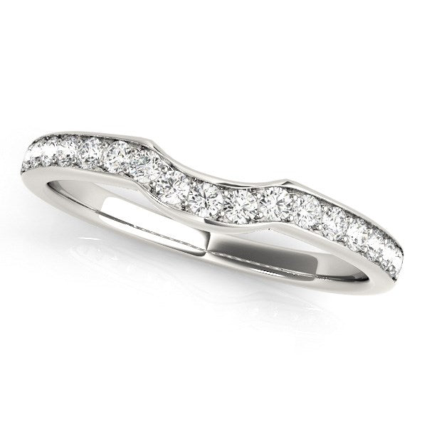 Anillo de bodas de oro blanco de 14 k con diamantes de estilo curvo (1/4 ct)