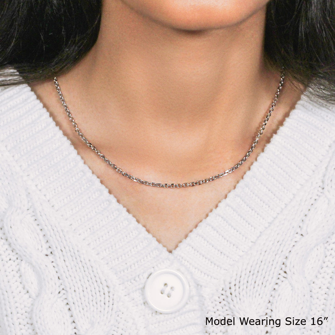 14k White Gold Diamond Cut Cable Link Chain (2.60 mm)