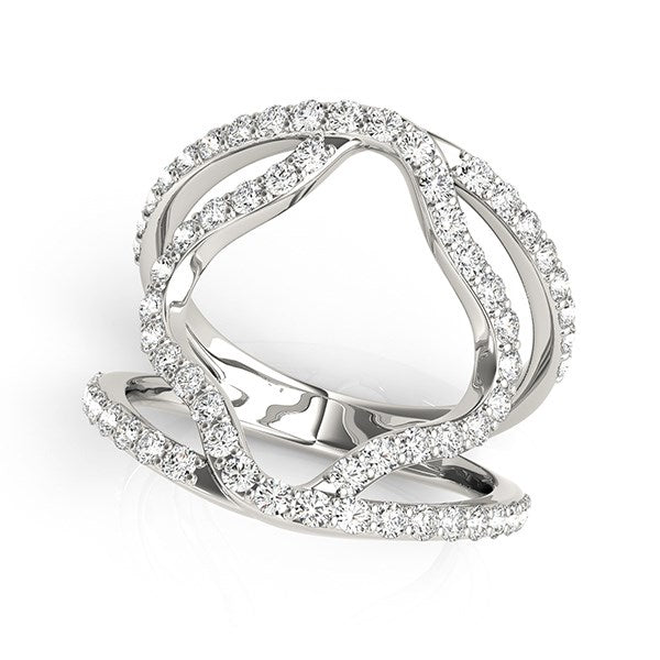 Anillo de oro blanco de 14 k con doble banda y diamantes estilo flor (5/8 ct)