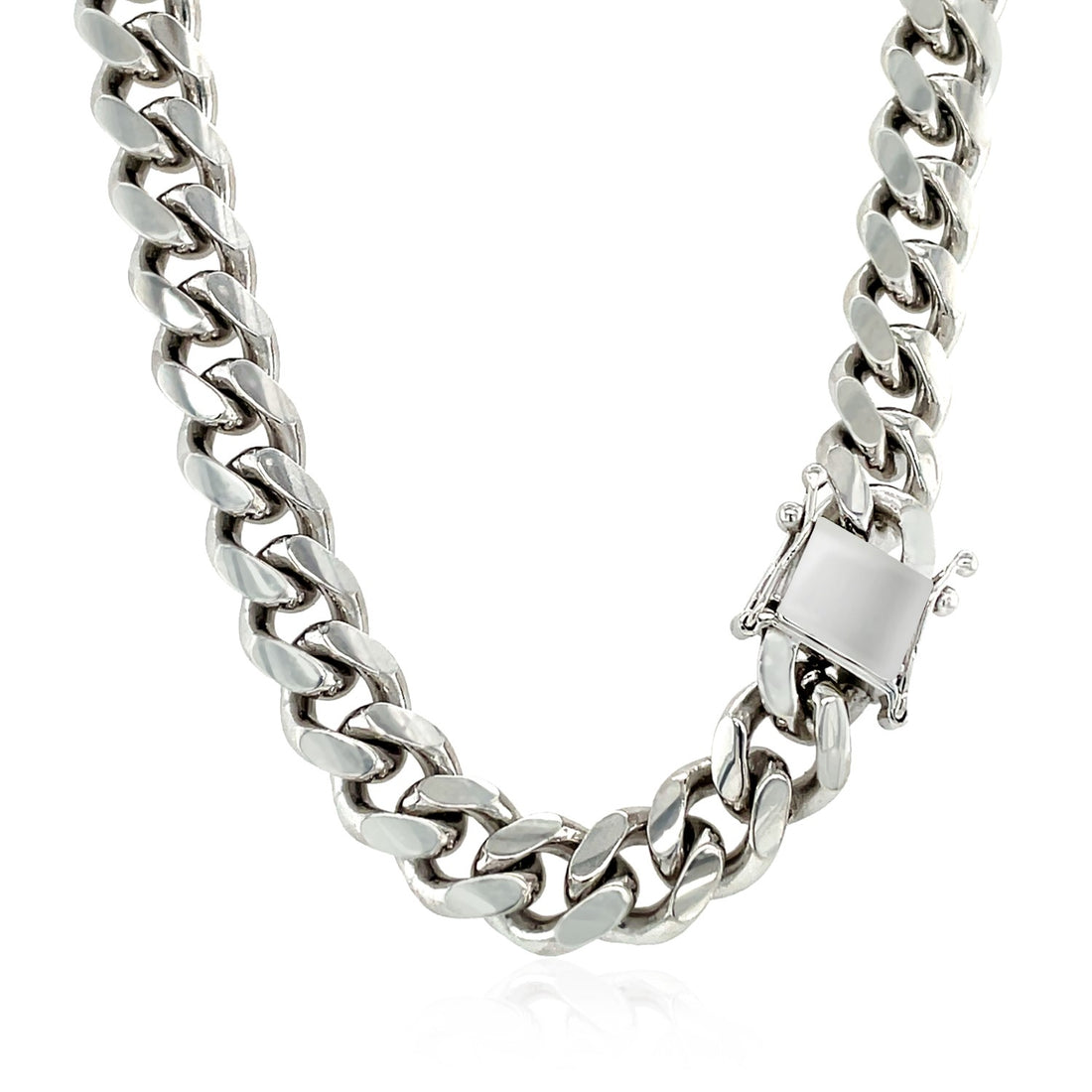 Cadena cubana Miami de plata de ley rodiada (8,40 mm)