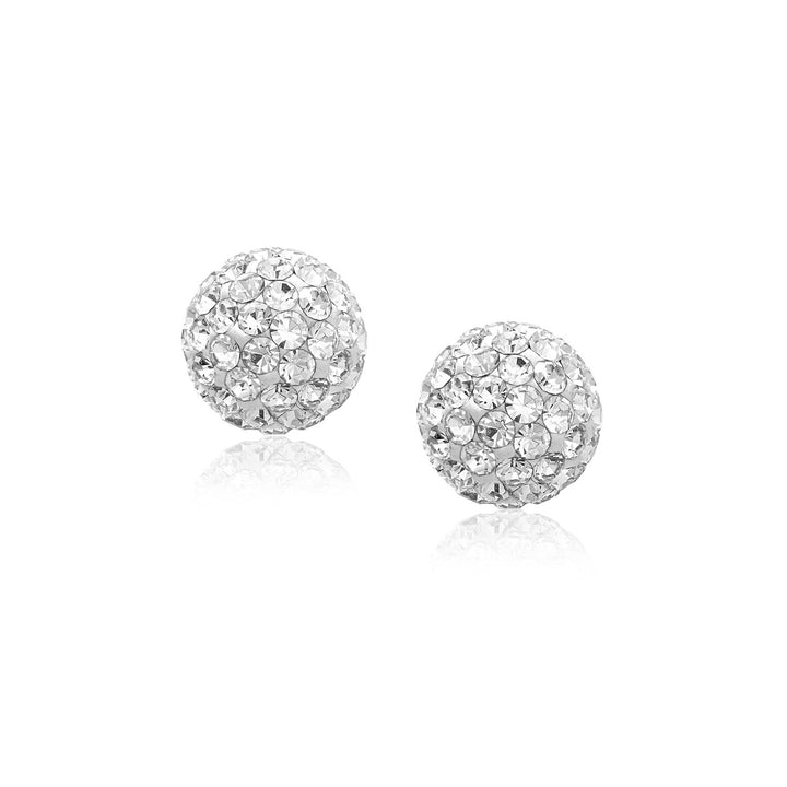 Pendientes de bola de cristal en tono blanco en oro amarillo de 14 k (8 mm)