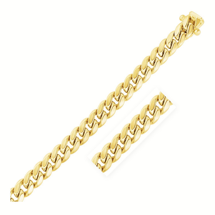 Cadena cubana Miami semisólida de oro amarillo de 10 k (10,70 mm)