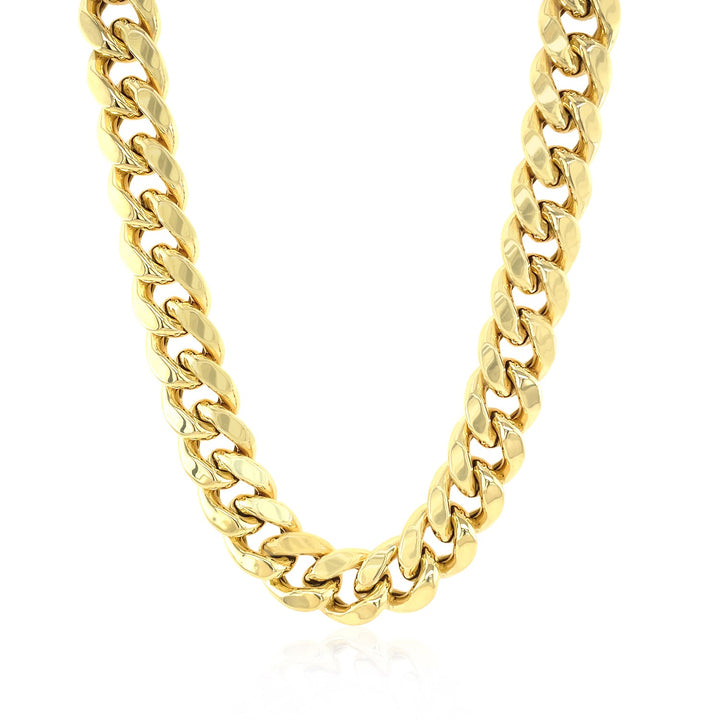 Cadena cubana Miami semisólida de oro amarillo de 10 k (10,70 mm)