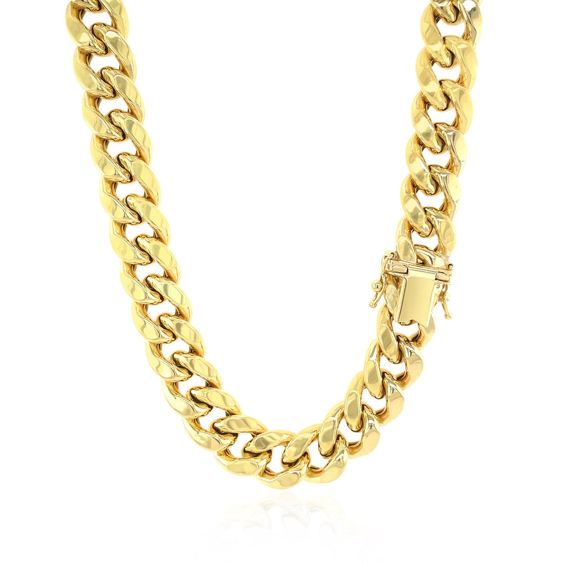 Cadena cubana Miami semisólida de oro amarillo de 10 k (10,70 mm)