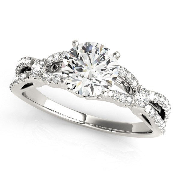 Anillo de compromiso de diamantes en oro blanco de 14 k con cuerpo dividido de varias filas (1 1/4 ct)