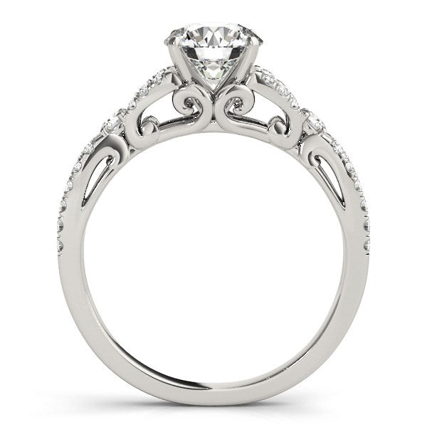 Anillo de compromiso de diamantes en oro blanco de 14 k con cuerpo dividido de varias filas (1 1/4 ct)