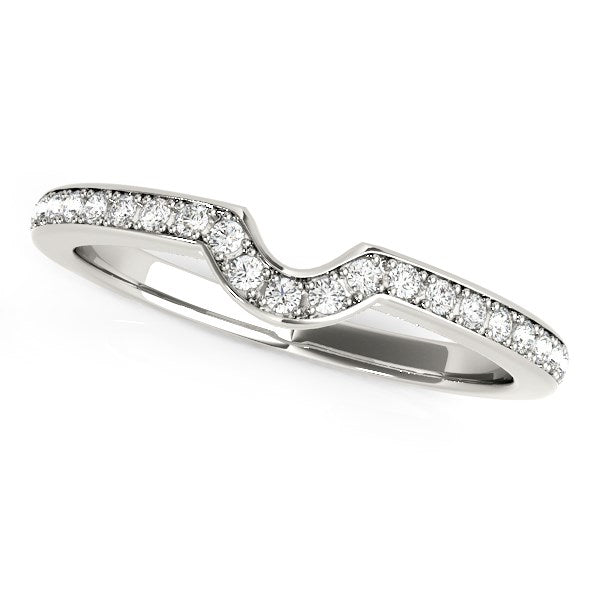 Alianza de bodas moderna de oro blanco de 14 k con diamantes engastados en garras curvas (1/8 ct)