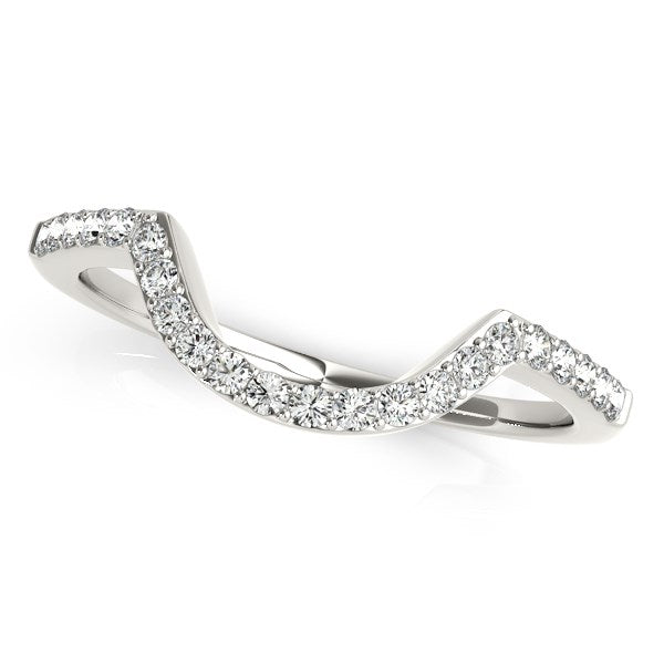 Alianza de boda de oro blanco de 14 k con diamantes curvados (1/3 ct)