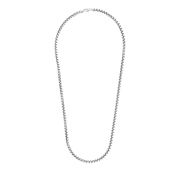 Cadena de caja redonda de plata de ley rodiada (4,40 mm)