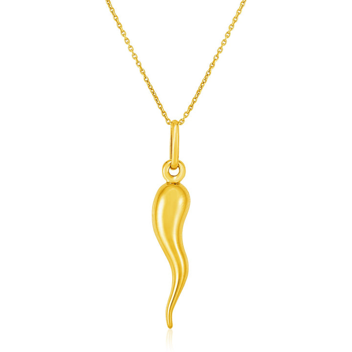 Colgante de oro amarillo de 14 k con espiral abstracta pulida